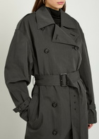 Toteme Double-breasted Belted Cotton-blend Trench Coat Black
