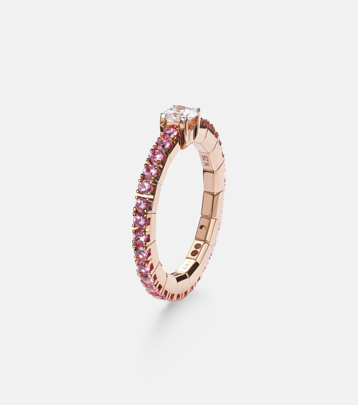 Bucherer Fine Jewellery Stretchy 18kt rose gold ring with diamond and sapphires