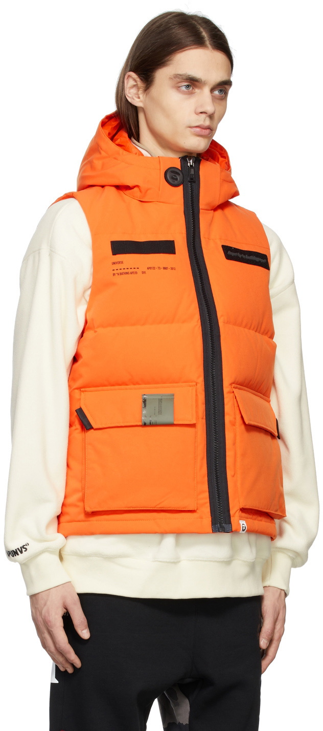 Orange Tie Side Hooded Cropped Puffer Vest Orange / M