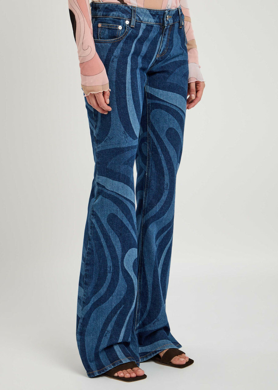 Pucci Wave-printed Flared-leg Jeans Denim