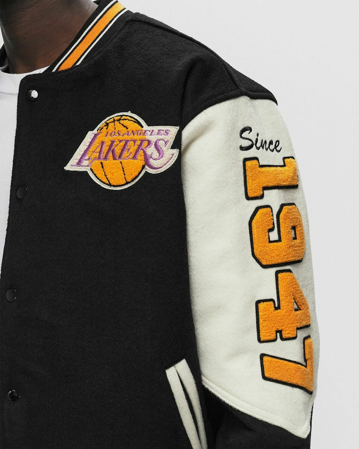 Mitchell & Ness Nba Team History Varsity Jacket Vintage Logo Los Angeles Lakers   Black     Bomber Jackets/College Jackets/Team Jackets   S
