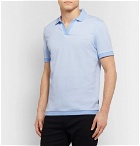 Hugo Boss - Slim-Fit Textured-Knit Cotton Polo Shirt - Blue