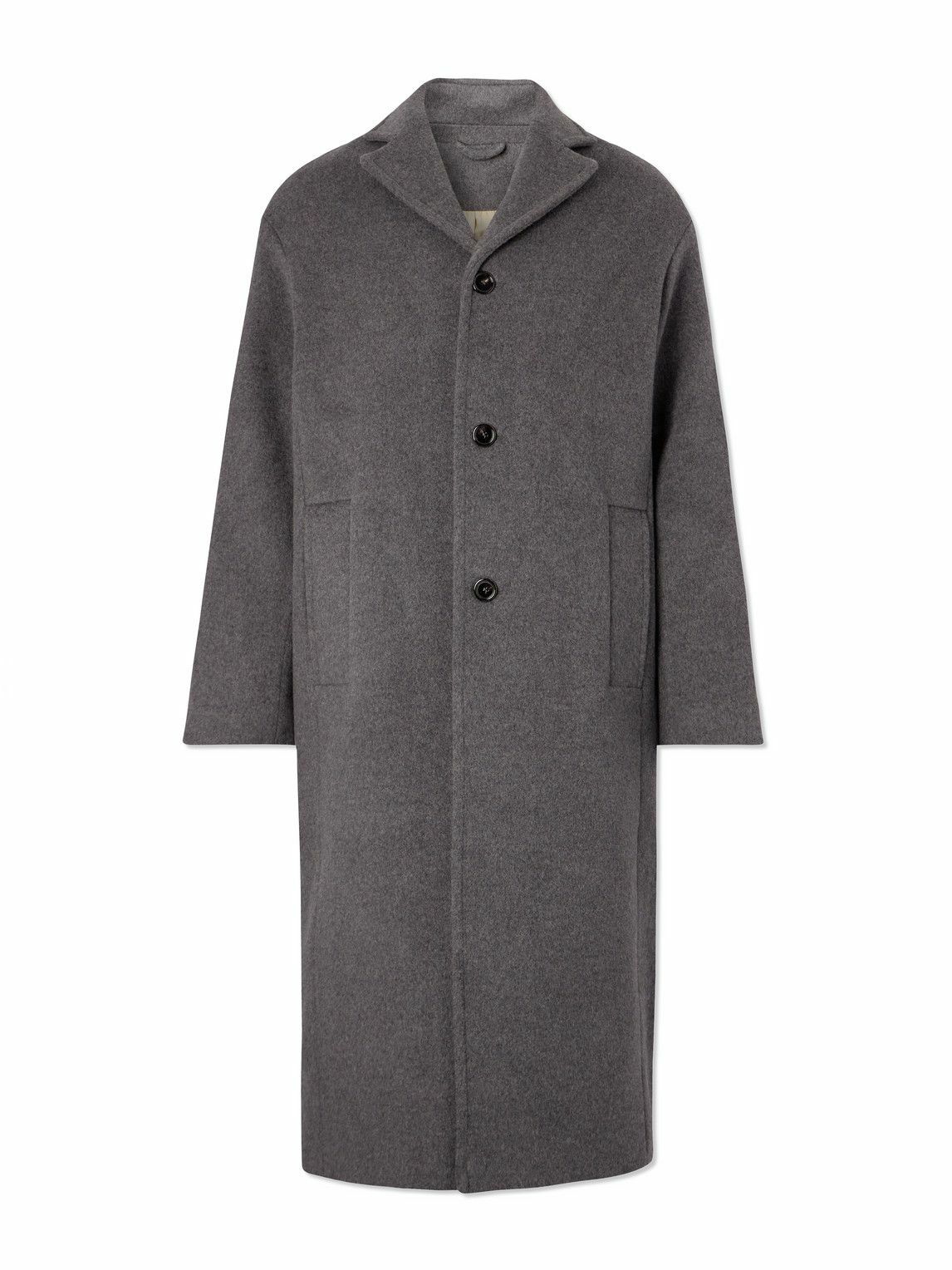 Grey Brushed Wool Blend Coat