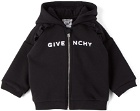 Givenchy Baby Black Logo Ruffle Zip Hoodie