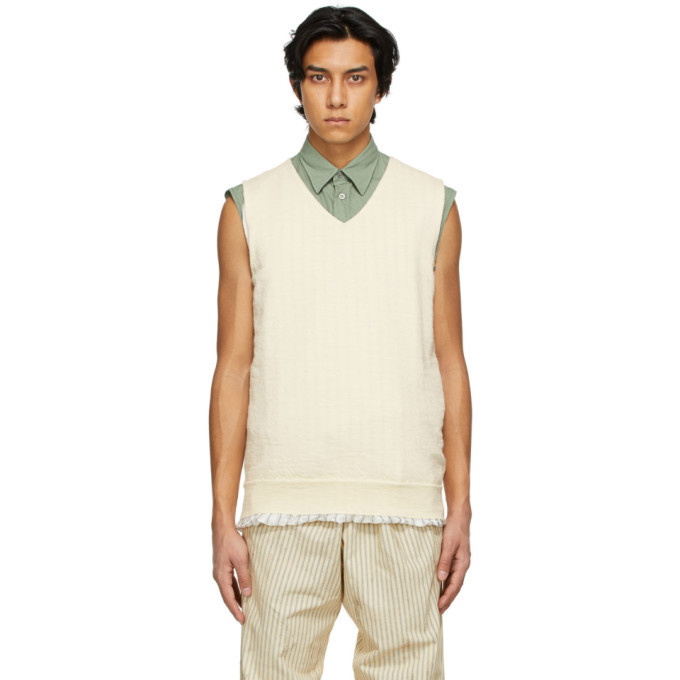 Photo: Maison Margiela Off-White Lining V-Neck Sweater