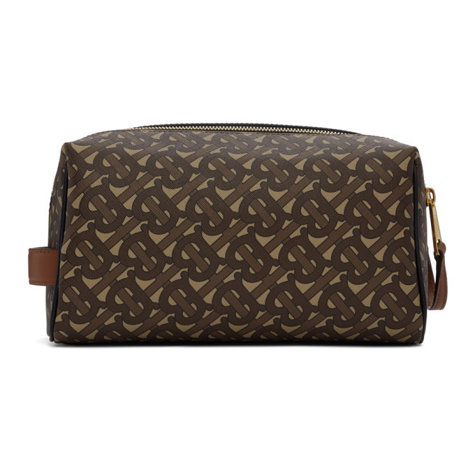 Photo: Burberry Brown Monogram E-Canvas Hart Travel Pouch