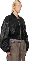 Rick Owens Black Tower Secchia Cropped Leather Flight Jacket