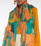 Dries Van Noten - Silk organza and cotton fringe-trimmed scarf