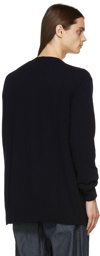 Comme des Garçons Shirt Navy Knit Lambswool Crewneck Cardigan