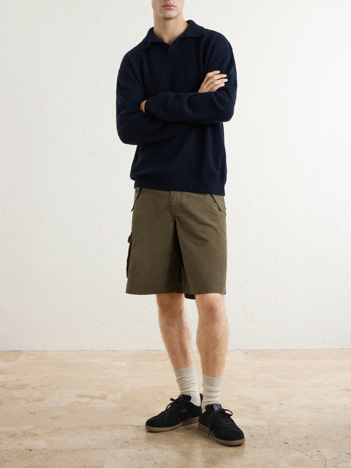 SEASE - Cashmere Wool-Blend Polo Sweater - Blue