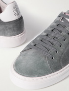 BRUNELLO CUCINELLI - Leather-Trimmed Suede Sneakers - Gray