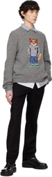 Maison Kitsuné Gray Dressed Fox Intarsia Sweater