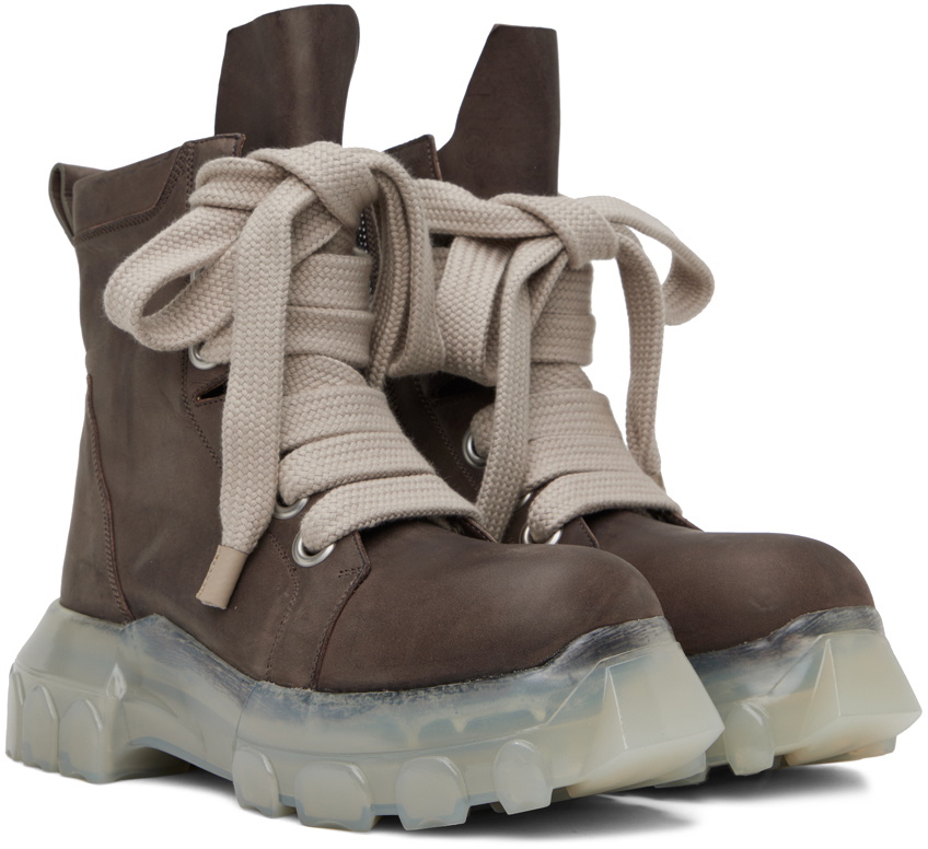 Rick Owens Taupe Jumbo Laced Bozo Tractor Boots Rick Owens