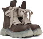 Rick Owens Taupe Jumbo Laced Bozo Tractor Boots