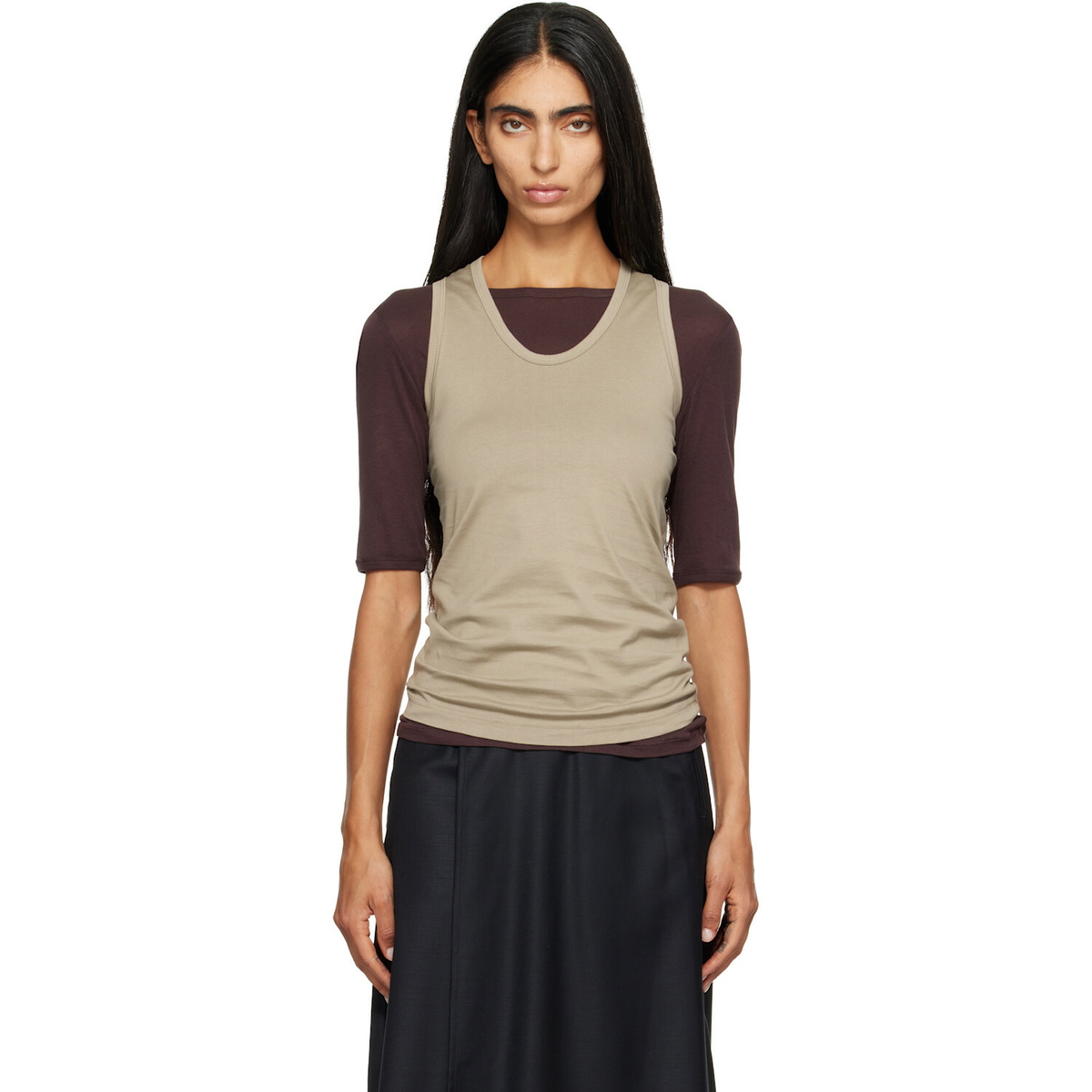 ssstein Khaki Suvin Cotton Tank Top