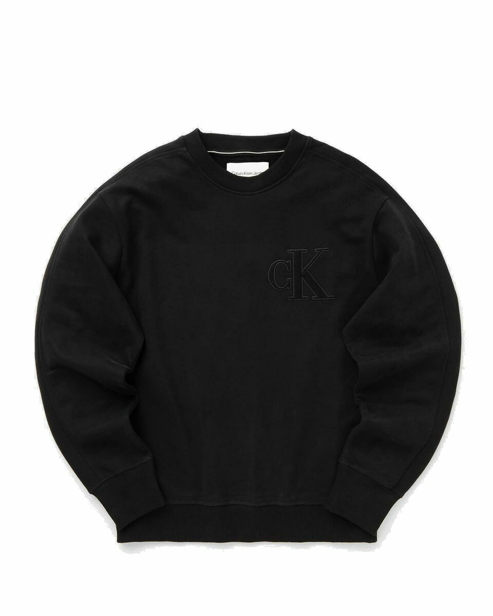 Photo: Calvin Klein Jeans Ck Applique Crew Neck Black - Mens - Sweatshirts