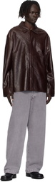 HOPE Brown Relaxed Leather Overshirt