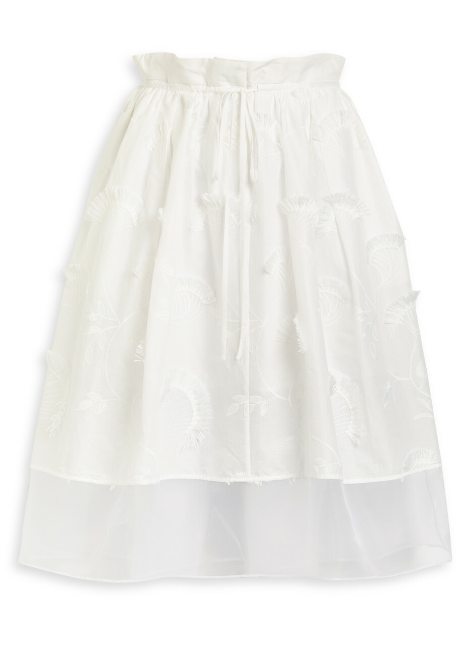 3.1 Phillip Lim Embroidered Tulle and Cotton Midi Skirt White