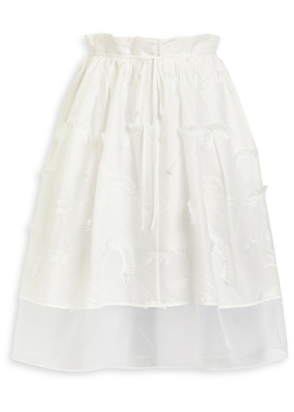 Photo: 3.1 Phillip Lim Embroidered Tulle and Cotton Midi Skirt White