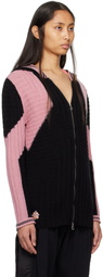 Kiko Kostadinov Black & Pink Dakota Oversized Knit Hoodie