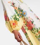 Farm Rio Bloom Garden embroidered linen maxi dress