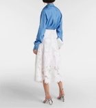 Oscar de la Renta Floral guipure lace midi skirt