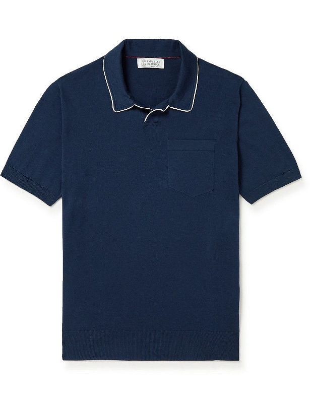 Photo: Brunello Cucinelli - Cotton Polo Shirt - Blue