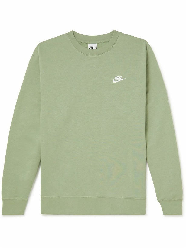 Photo: Nike - NSW Club Logo-Embroidered Cotton-Blend Jersey Sweatshirt - Green