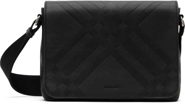 Photo: Burberry Black Embossed Check Messenger Bag
