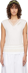 Simone Rocha White & Beige Layered Liquid Lace Trim T-shirt