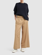 WEEKEND MAX MARA Pino Belted Cotton Canvas Wide Pants