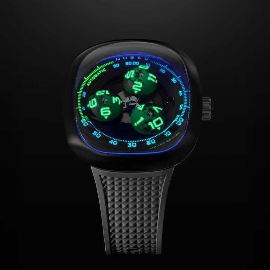 Nubeo Tri-Star Orbit Black Dial Mens Watch NB-6116-09
