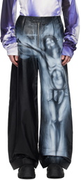 Gerrit Jacob SSENSE Exclusive Black & Gray Hand-Airbrushed Leather Pants