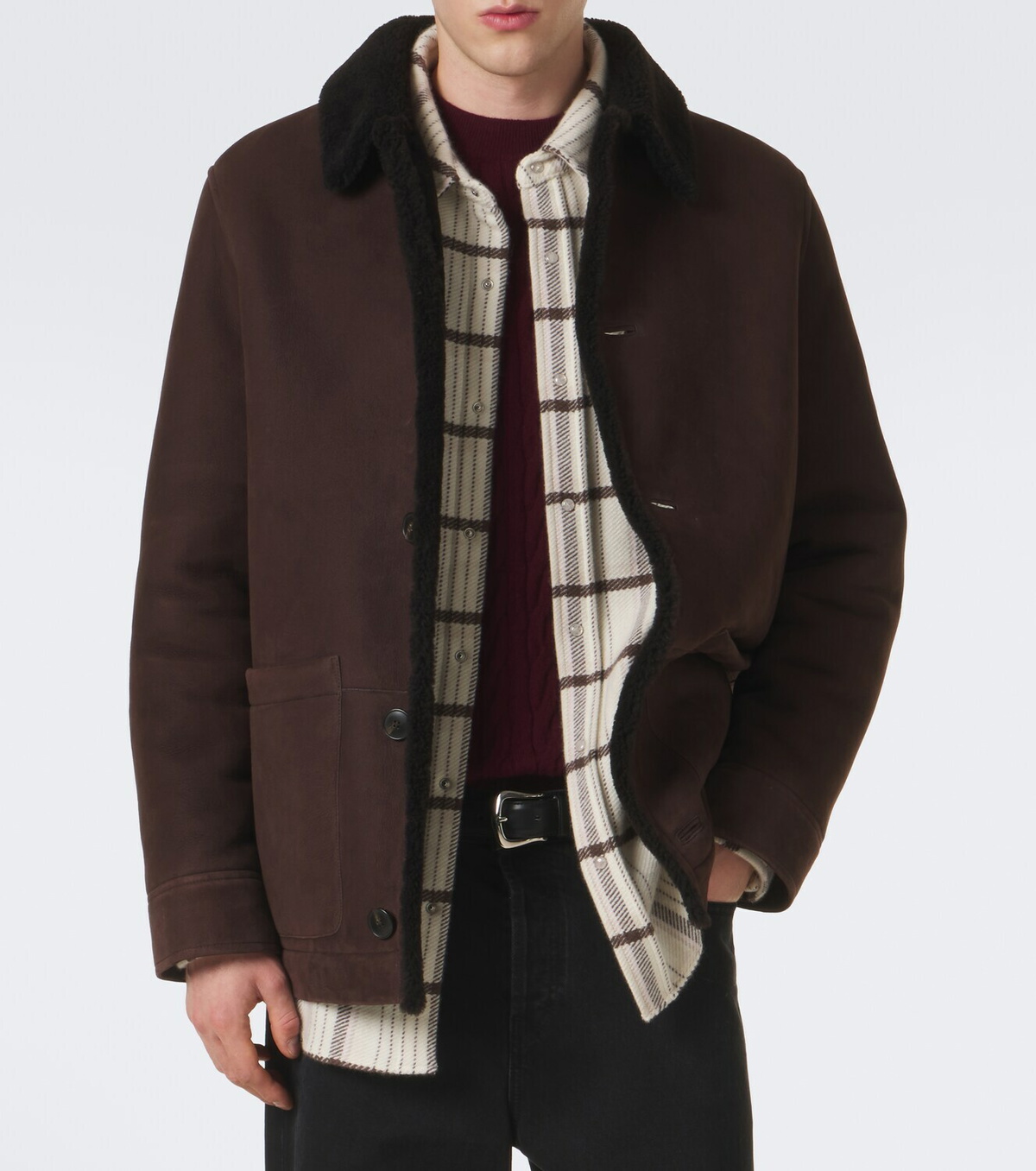 Yves Salomon Shearling-lined suede jacket