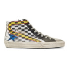 Golden Goose White and Black Grand Prix Sneakers