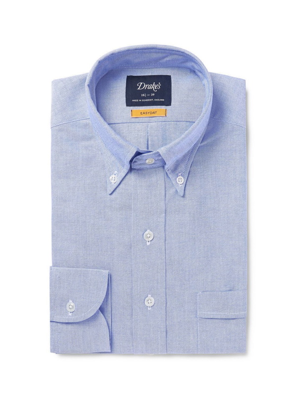 Photo: Drake's - Blue Button-Down Collar Cotton Oxford Shirt - Blue