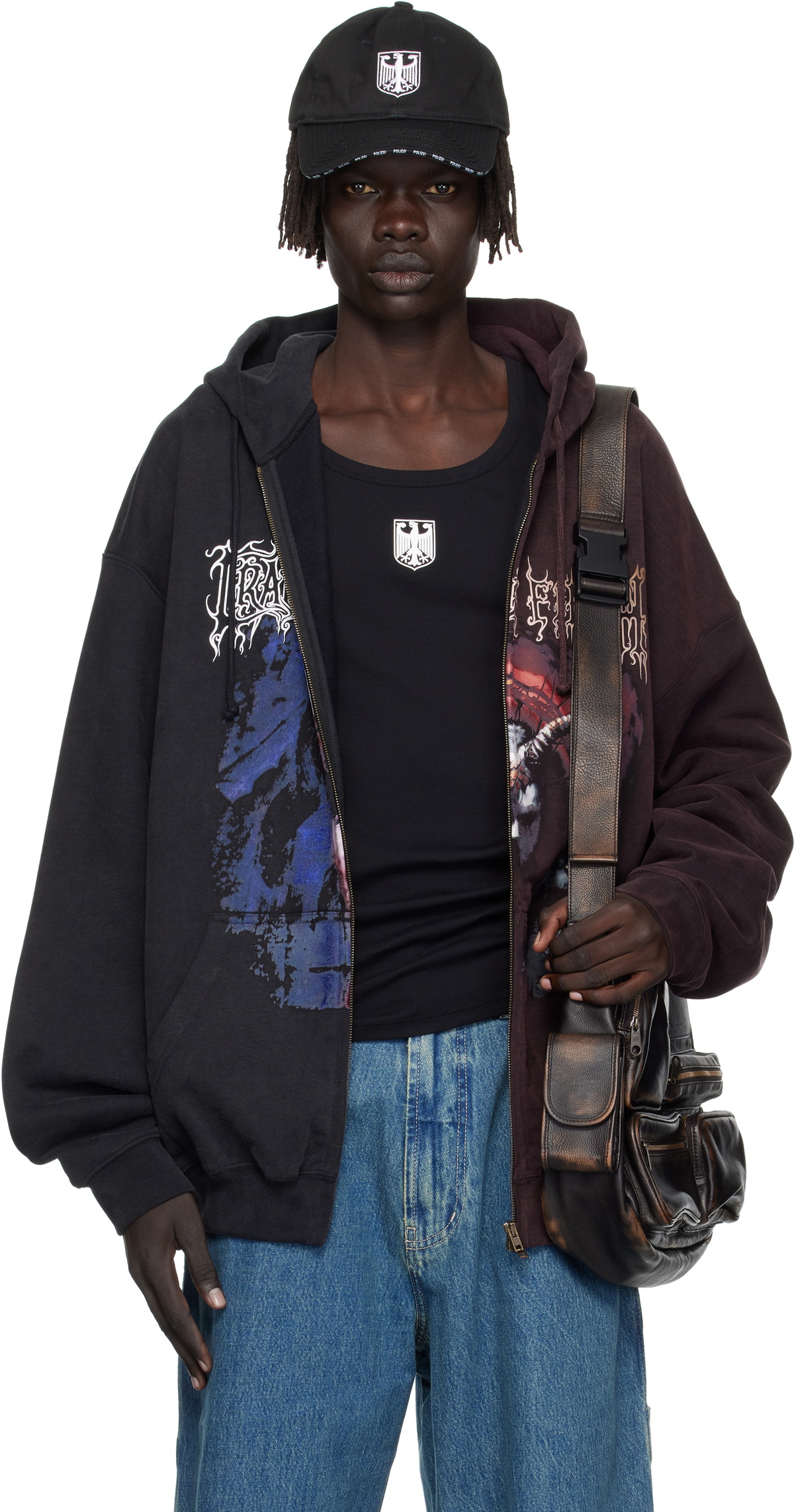 VETEMENTS Black Death Metal Cropped Boxy Hoodie Vetements VETEMENTS Black Death Metal Cropped Boxy Hoodie Vetements