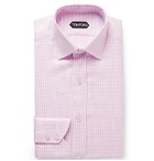TOM FORD - Pink Slim-Fit Cutaway-Collar Houndstooth Cotton Shirt - Pink
