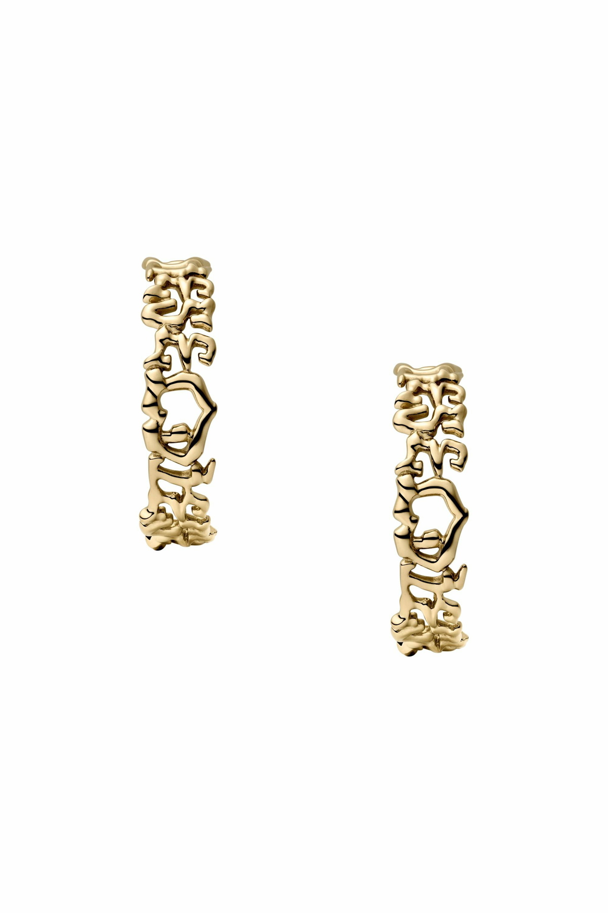 Diesel Stainless steel hoop earrings - Earrings - Unisex - Gold