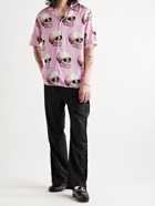 ENDLESS JOY - Skull Convertible-Collar Printed TENCEL-Blend Shirt - Pink