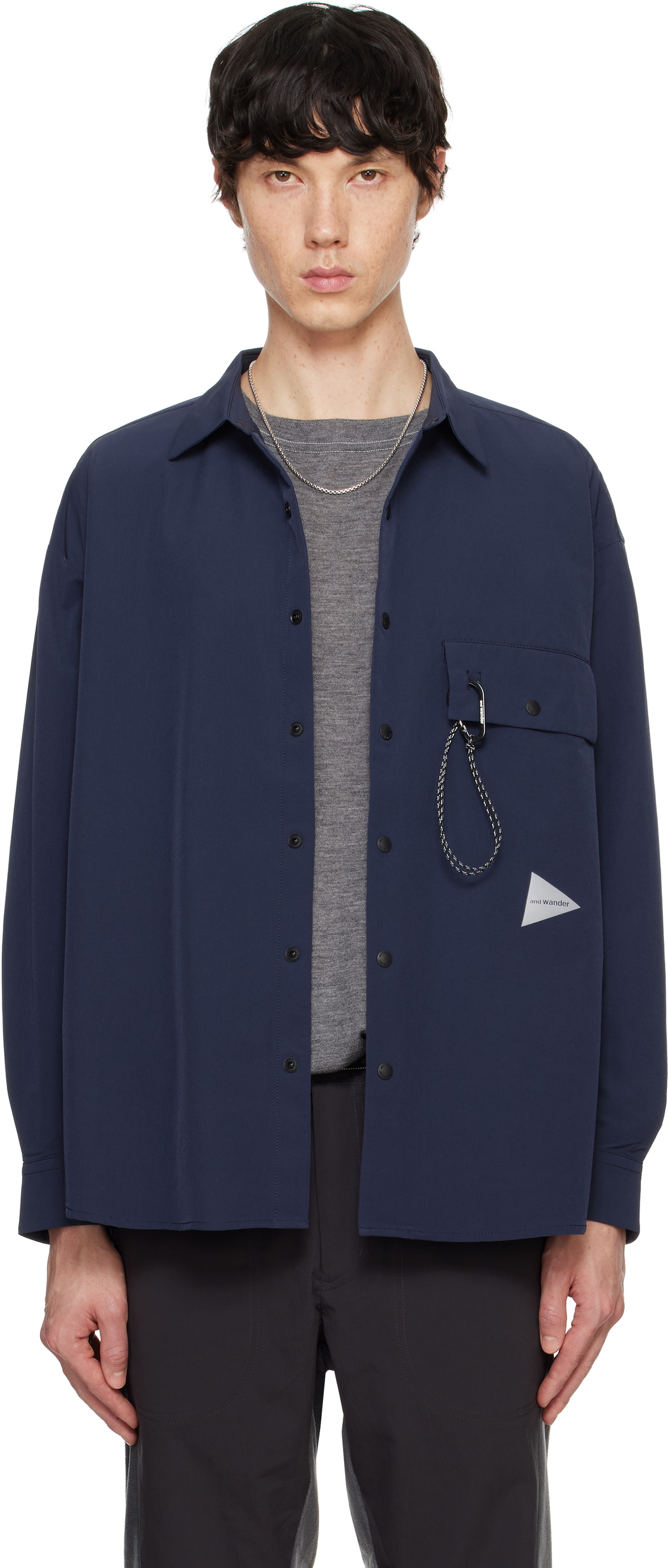 and wander Navy Light W Cloth Shirt and Wander