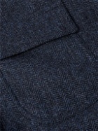 De Petrillo - Herringbone Wool and Cashmere-Blend Overshirt - Blue