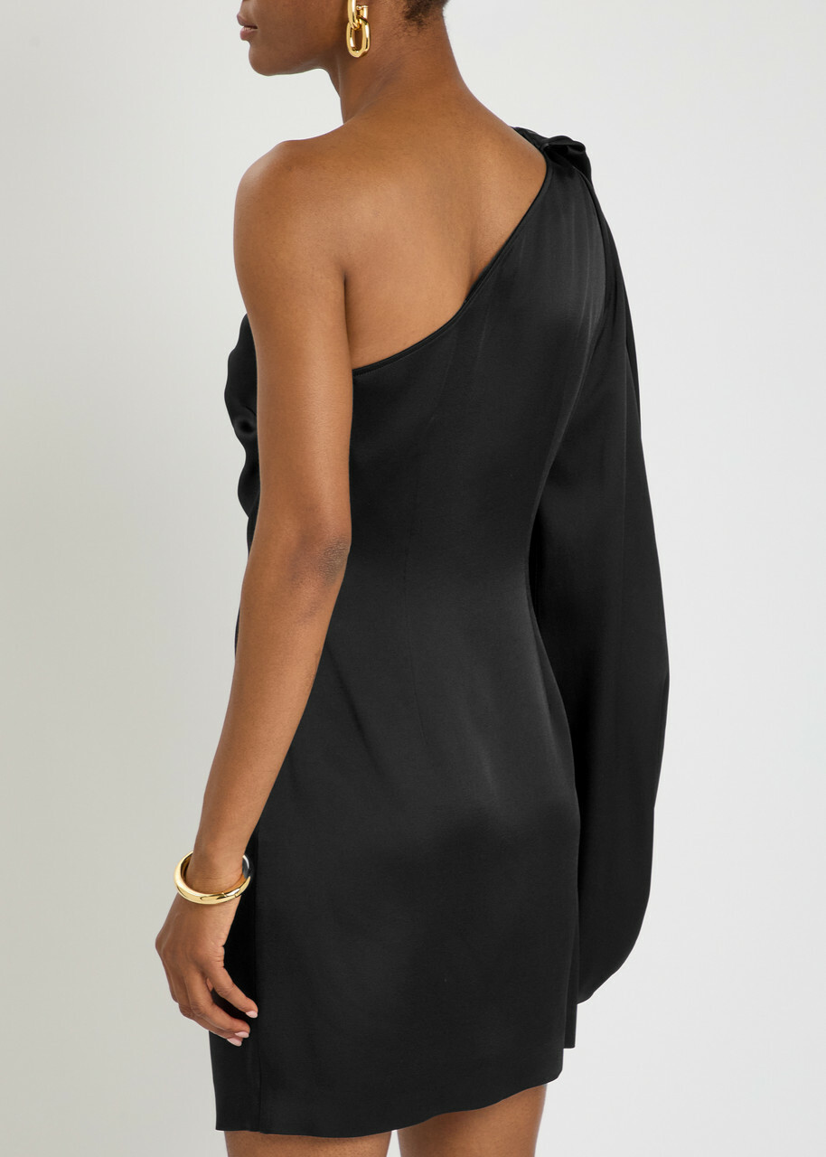 Stella Mccartney Draped Satin-crepe Mini Dress Black