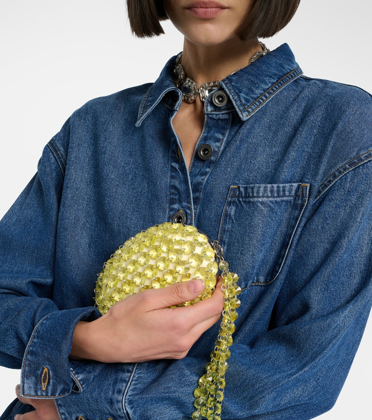 Self-Portrait Oval Small embellished clutch