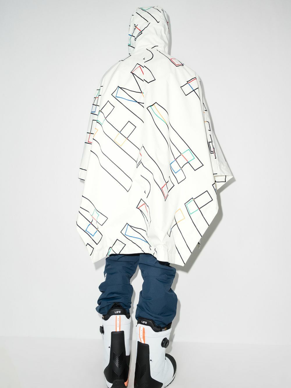 Templa X Olympics White Graphic Hooded Poncho