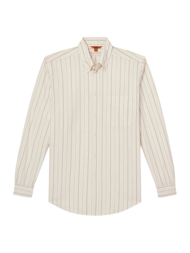 Photo: Barena - Camison Button-Down Collar Striped Cotton-Poplin Shirt - Neutrals