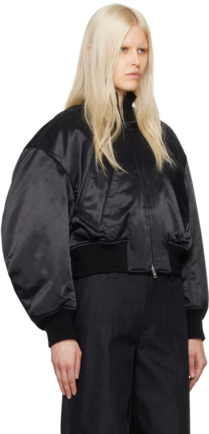 Alexander Wang Black Slanted Bomber Jacket