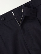 Zegna - Straight-Leg Pleated Cotton and Linen-Blend Trousers - Blue