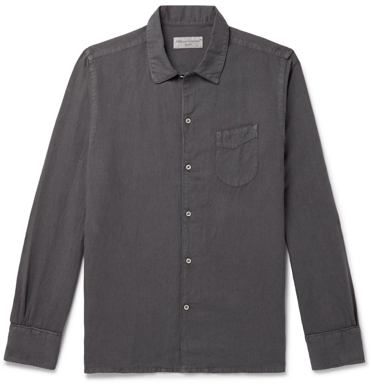 Officine Générale - Garment-Dyed Cotton and Linen-Blend Shirt - Gray ...