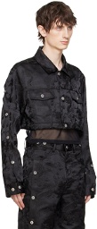 Feng Chen Wang Black Dragon Jacquard Convertible Jacket